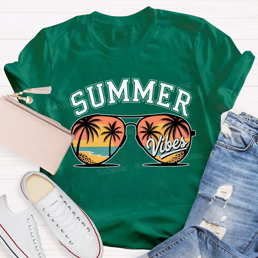 Summer Vibes Sun Glass Beach Teacher T-Shirt