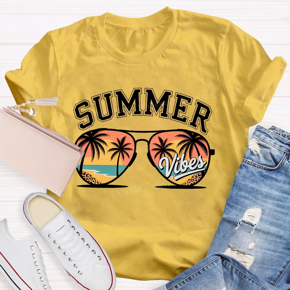 Summer Vibes Sun Glass Beach Teacher T-Shirt