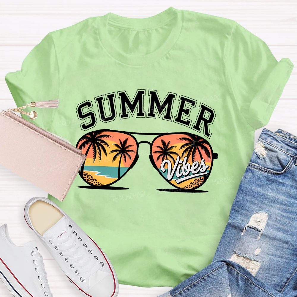 Summer Vibes Sun Glass Beach Teacher T-Shirt