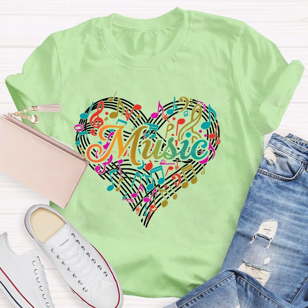 Music Love Colorful Musical Note Graphics  Teacher T-shirt