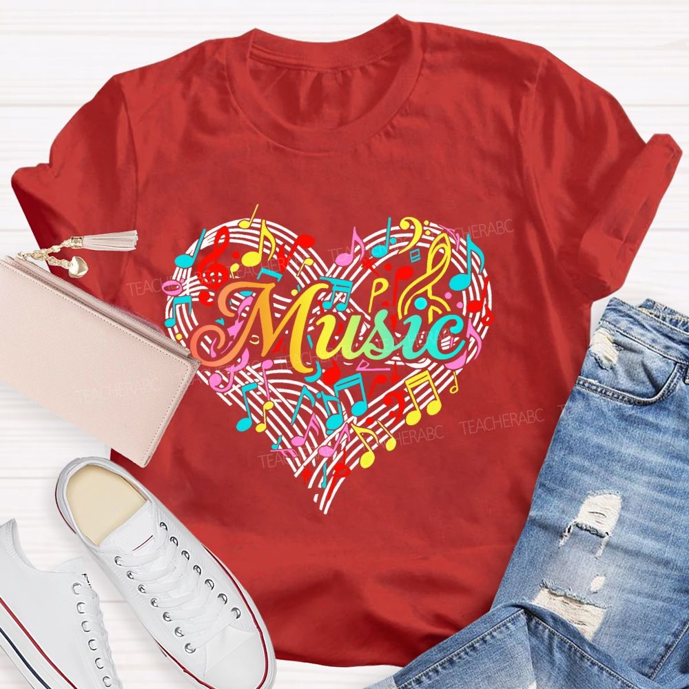 Music Love Colorful Musical Note Graphics  Teacher T-shirt