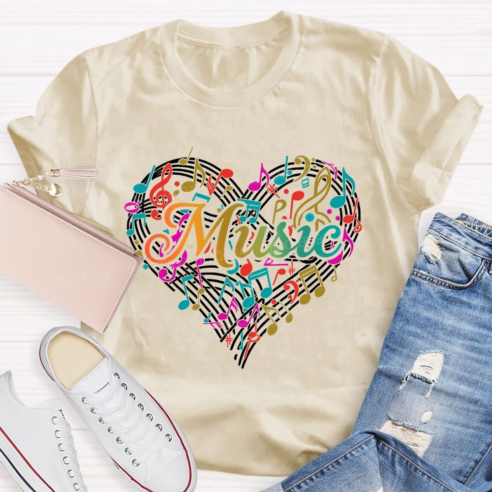 Music Love Colorful Musical Note Graphics  Teacher T-shirt