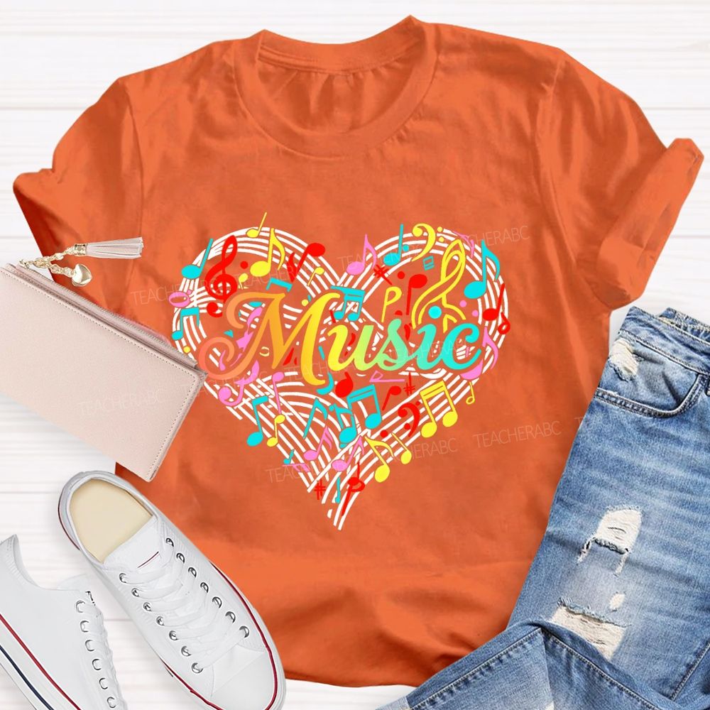 Music Love Colorful Musical Note Graphics  Teacher T-shirt