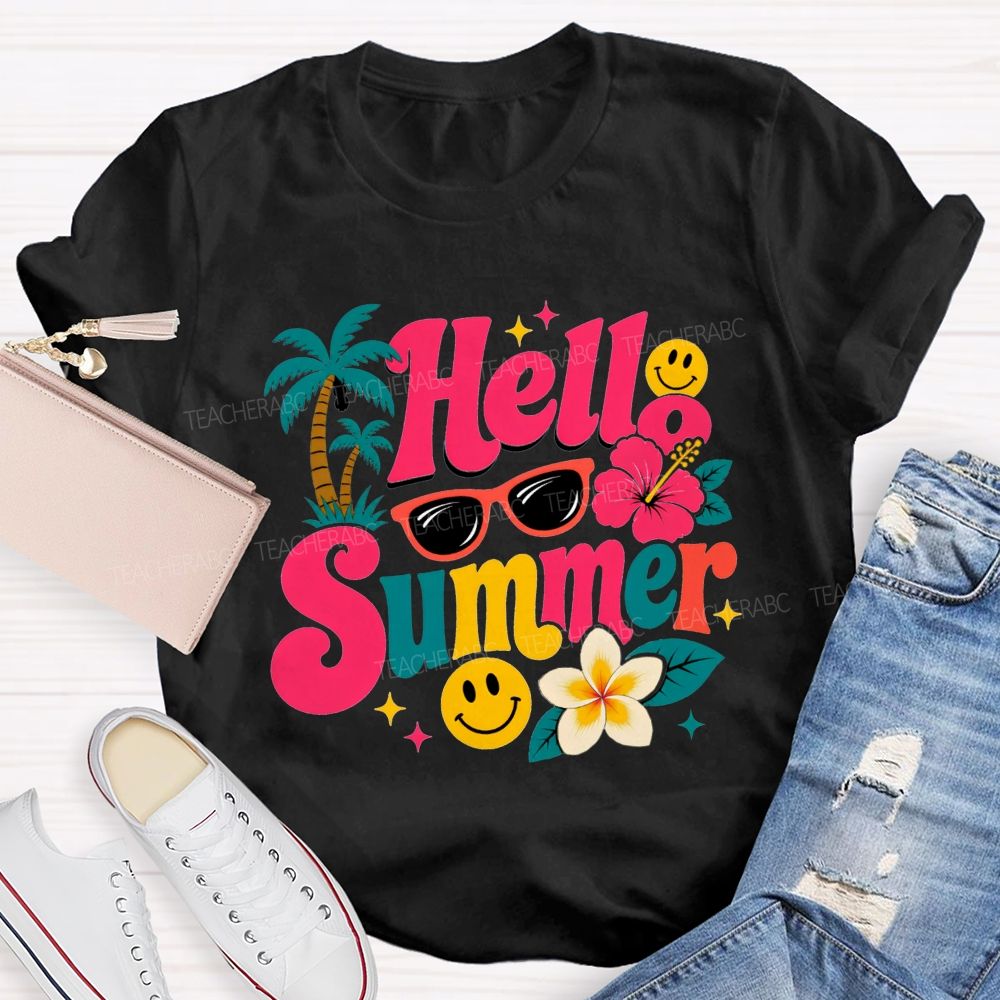 Hello Summer And Summer Vibes Teacher T-shirt