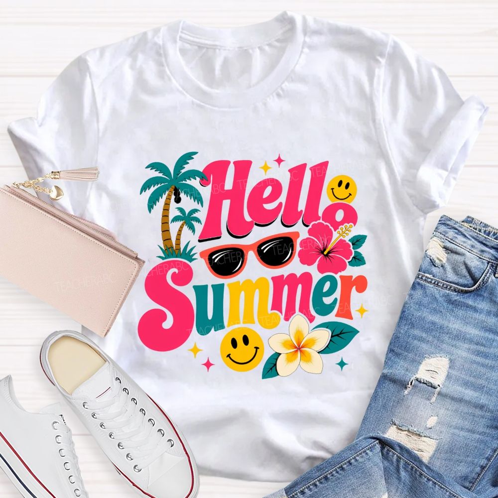 Hello Summer And Summer Vibes Teacher T-shirt