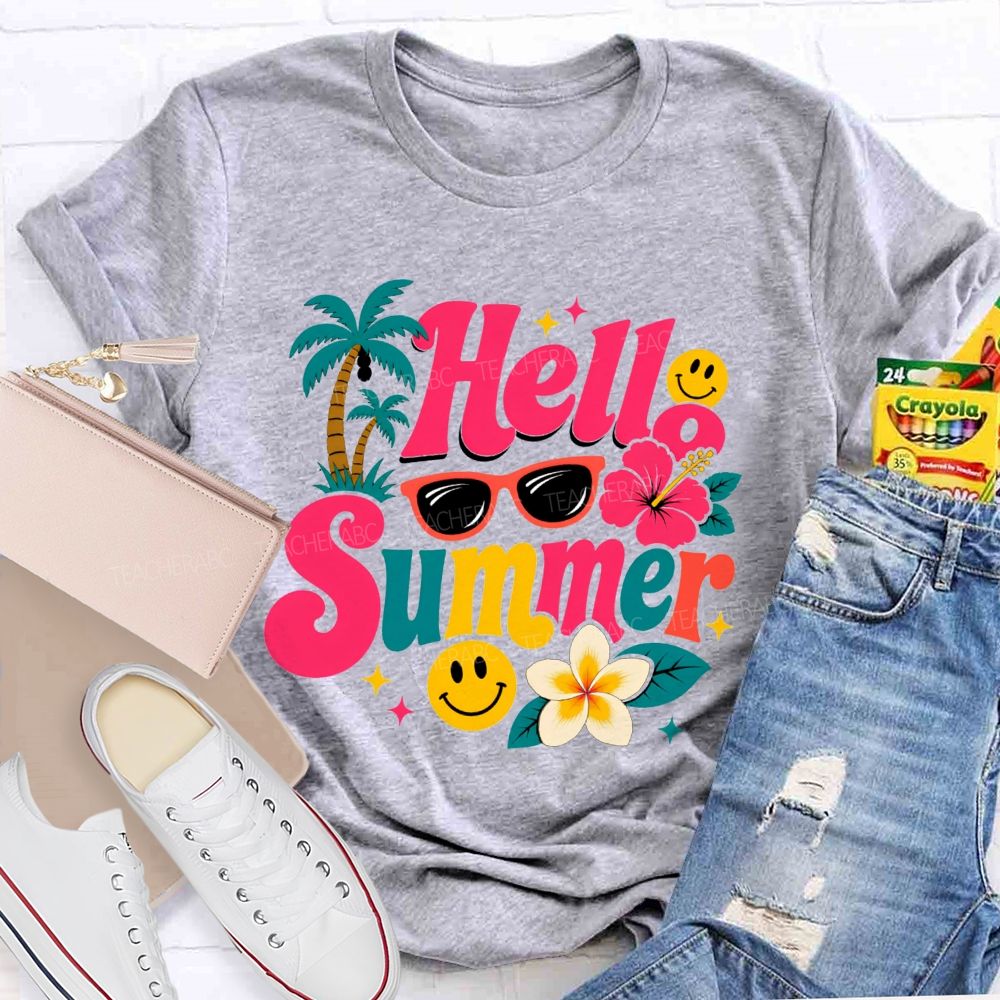 Hello Summer And Summer Vibes Teacher T-shirt
