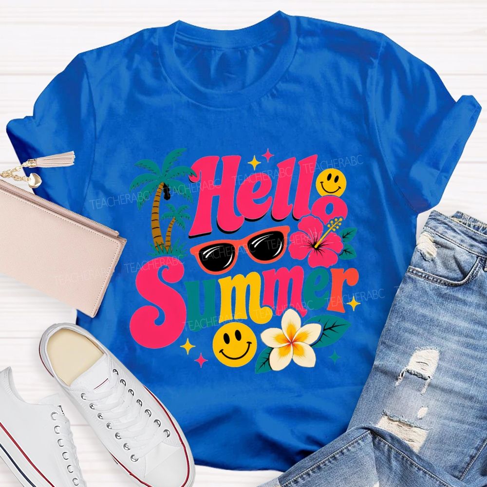 Hello Summer And Summer Vibes Teacher T-shirt