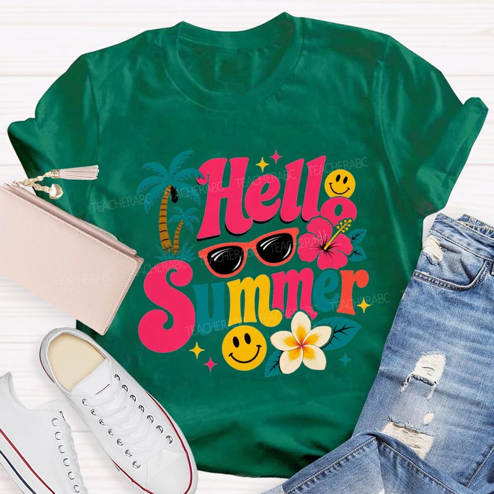 Hello Summer And Summer Vibes Teacher T-shirt