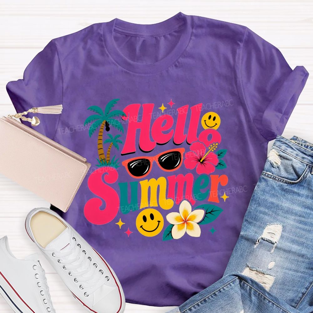 Hello Summer And Summer Vibes Teacher T-shirt