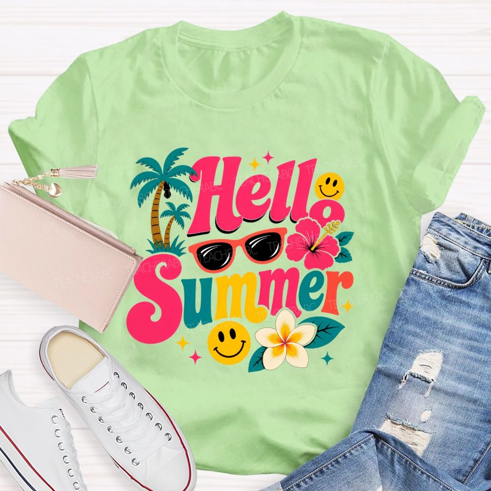 Hello Summer And Summer Vibes Teacher T-shirt