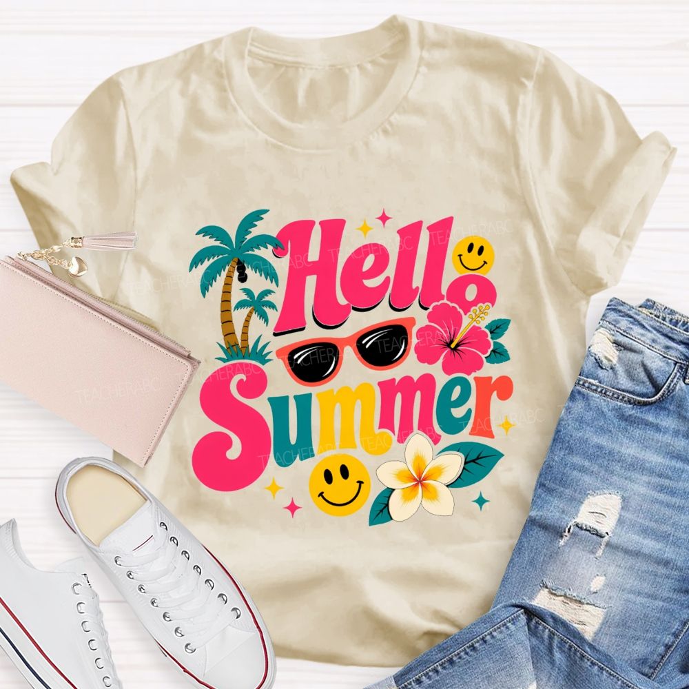 Hello Summer And Summer Vibes Teacher T-shirt