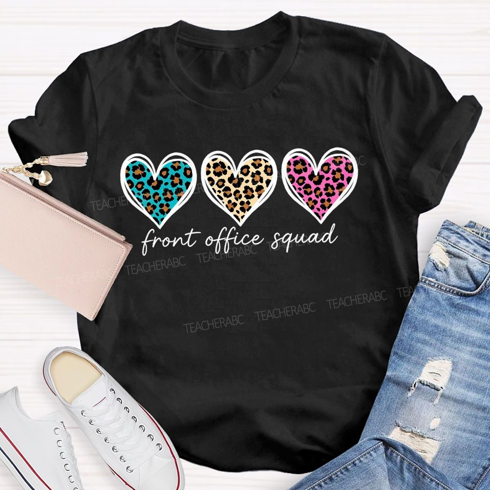 Front Office Squad Leopard Print Heart T-shirt