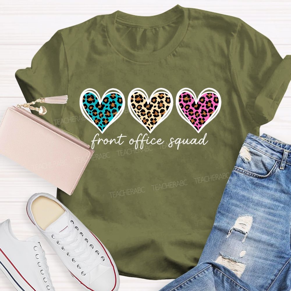 Front Office Squad Leopard Print Heart T-shirt