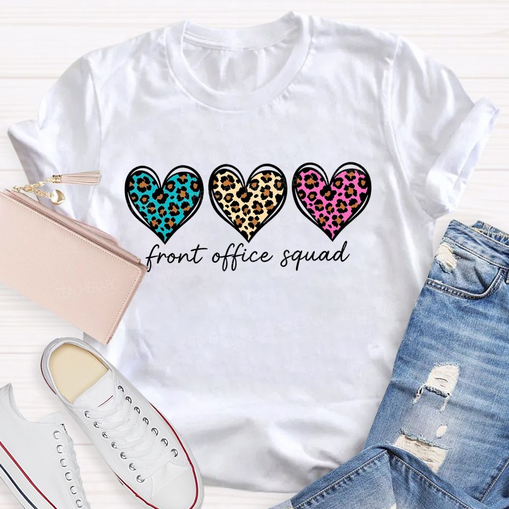 Front Office Squad Leopard Print Heart T-shirt
