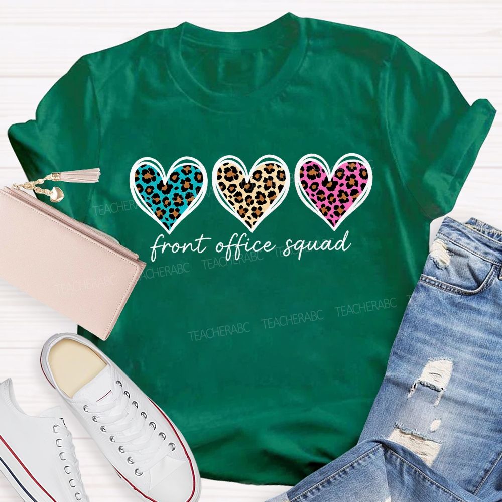 Front Office Squad Leopard Print Heart T-shirt