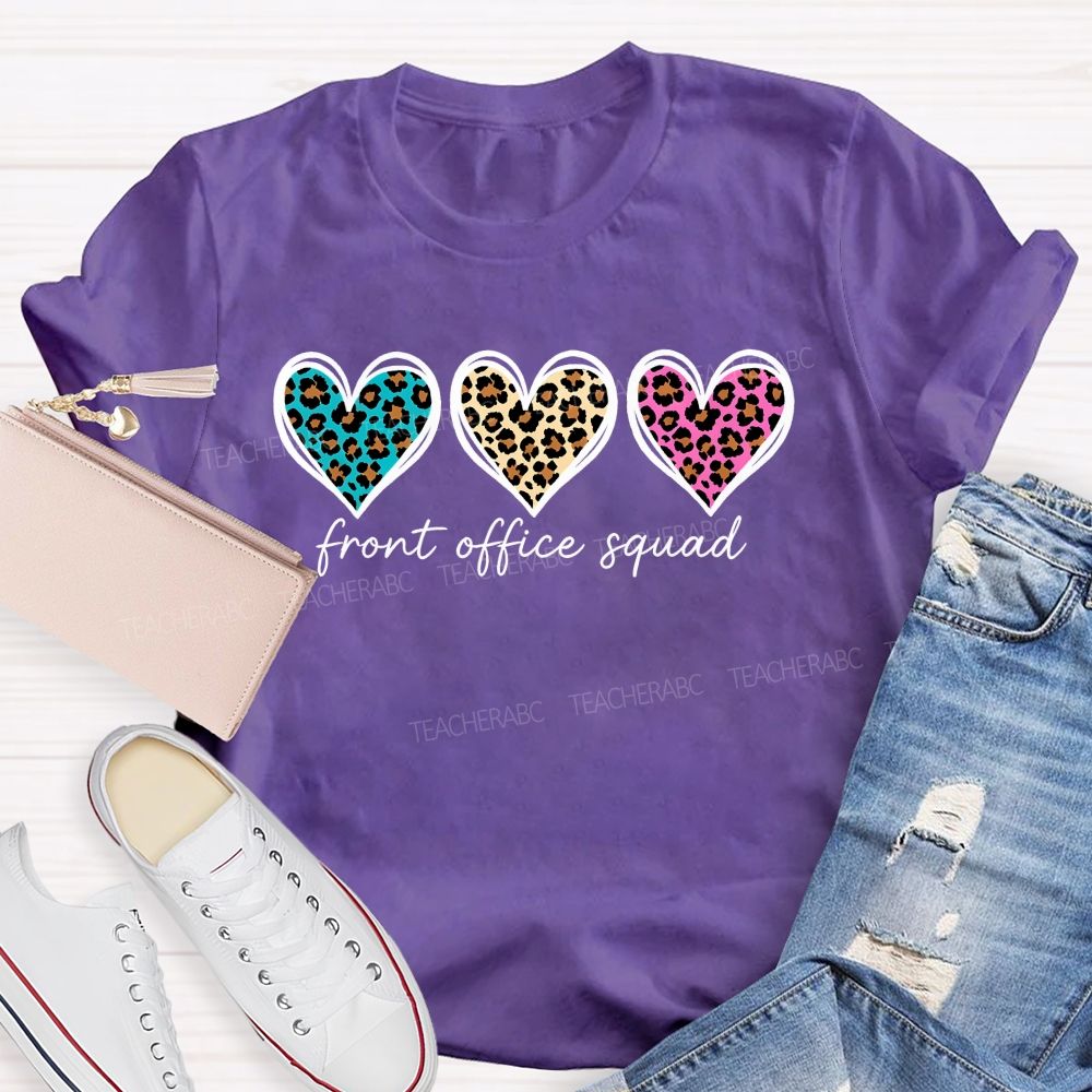 Front Office Squad Leopard Print Heart T-shirt