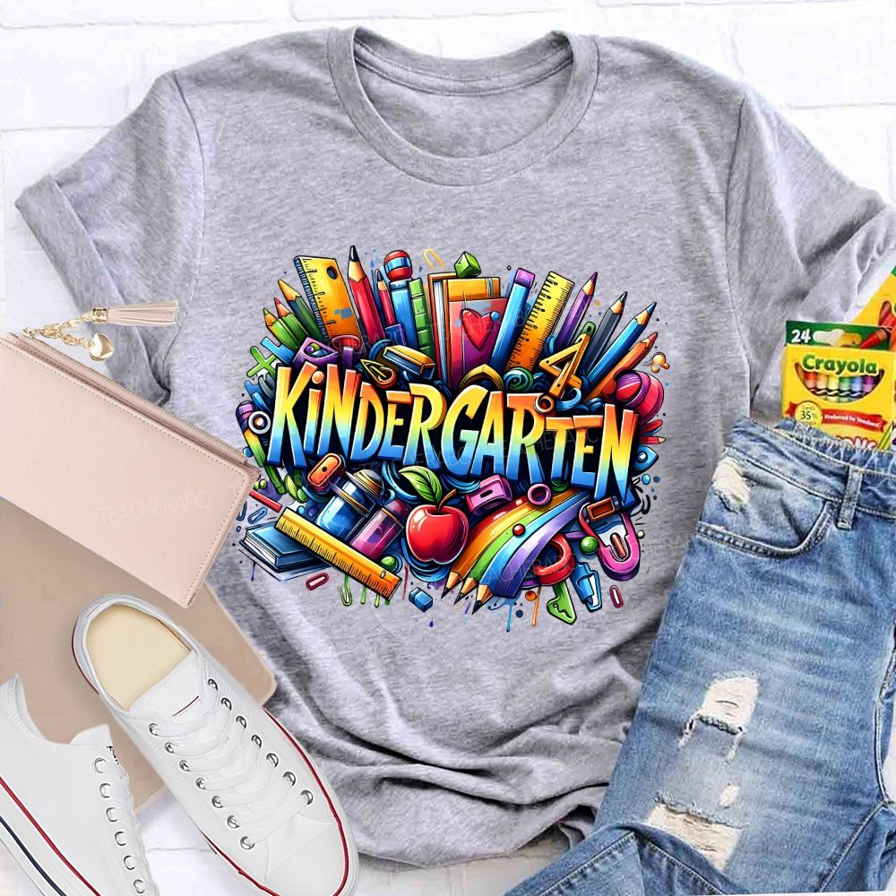 Personalized Grade Kindergarten Where The Fun And Learning Begin Teacher T-shirt
