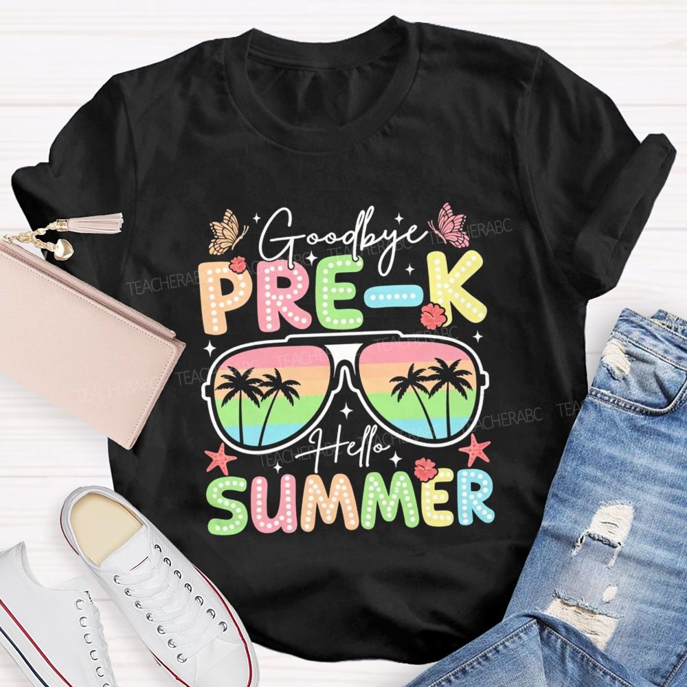 Personalized Grade Goodbye Pre K Hello Summer Teacher T-Shirt