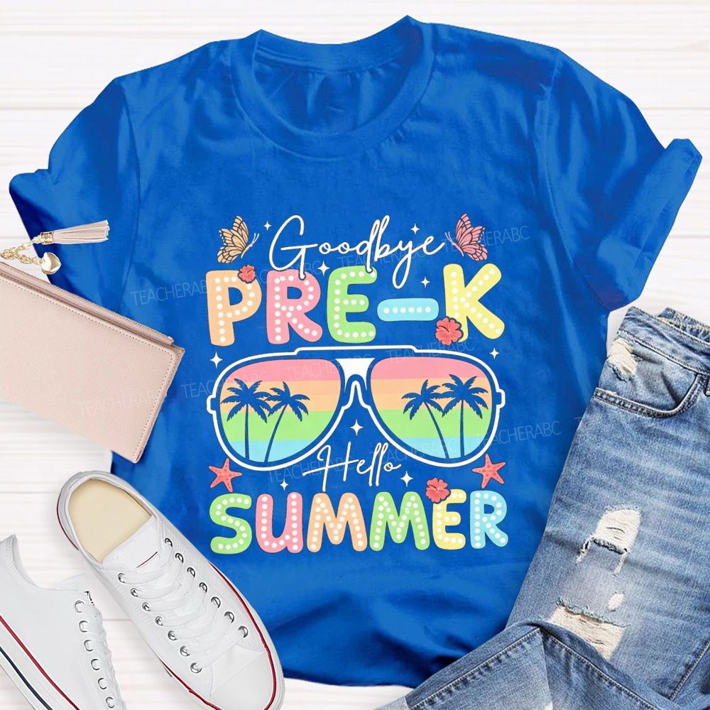Personalized Grade Goodbye Pre K Hello Summer Teacher T-Shirt