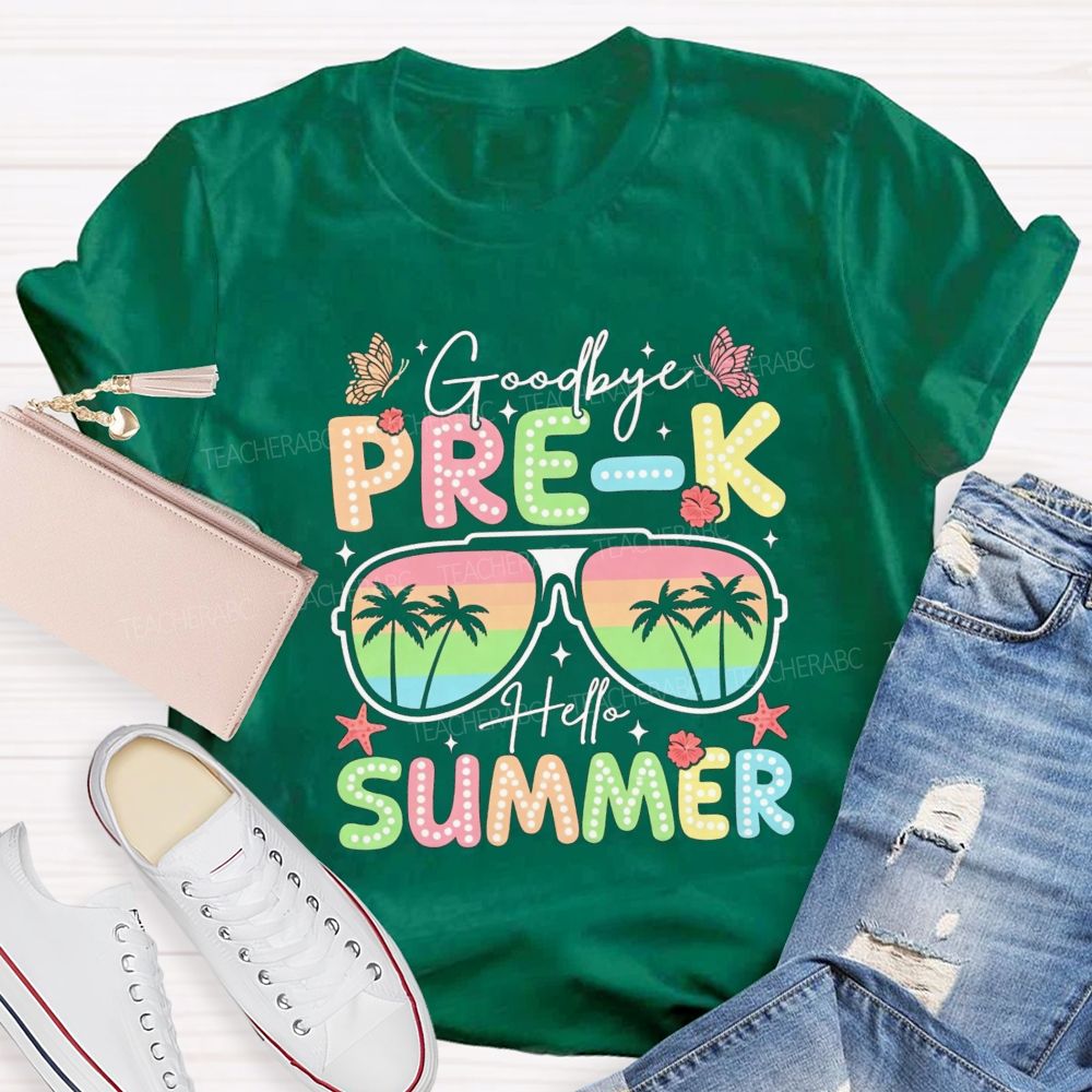 Personalized Grade Goodbye Pre K Hello Summer Teacher T-Shirt