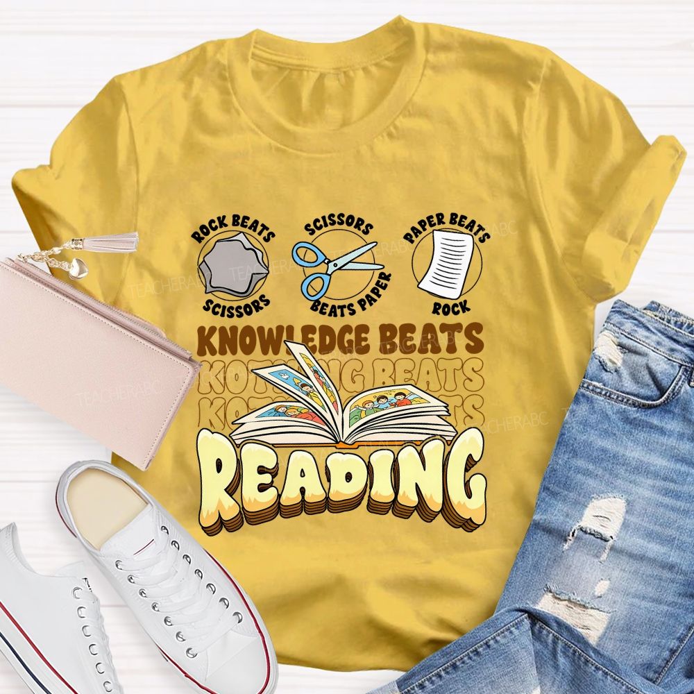 Knowledge Beats Reading Teacher T-shirt