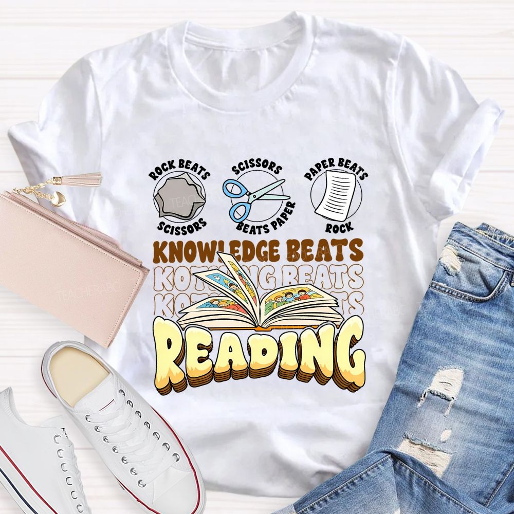 Knowledge Beats Reading Teacher T-shirt