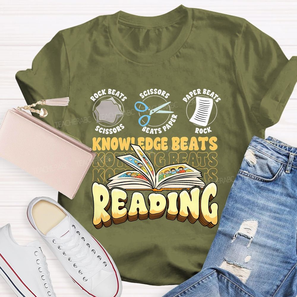 Knowledge Beats Reading Teacher T-shirt