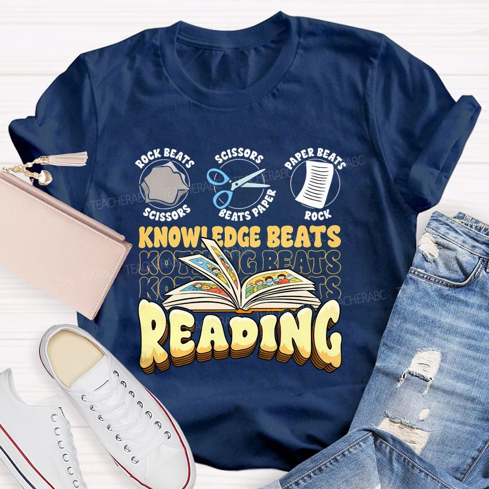 Knowledge Beats Reading Teacher T-shirt