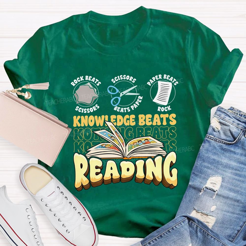 Knowledge Beats Reading Teacher T-shirt