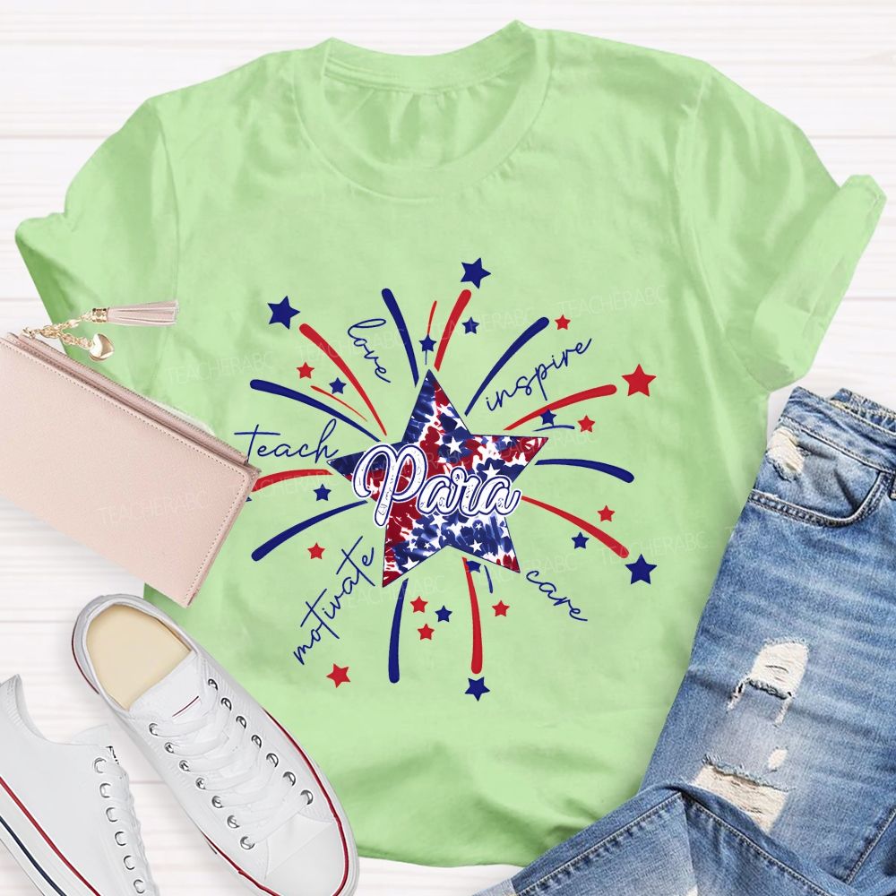 Para Teach Love Inspire Care Motivate   Teacher T-shirt