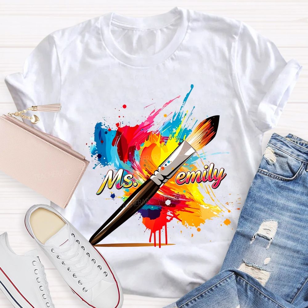 Personalized Name  Colorful Graffiti  Teacher T-shirt