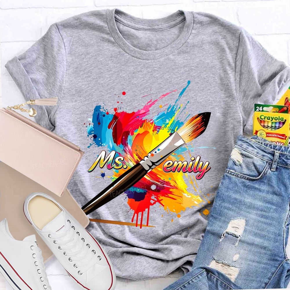 Personalized Name  Colorful Graffiti  Teacher T-shirt