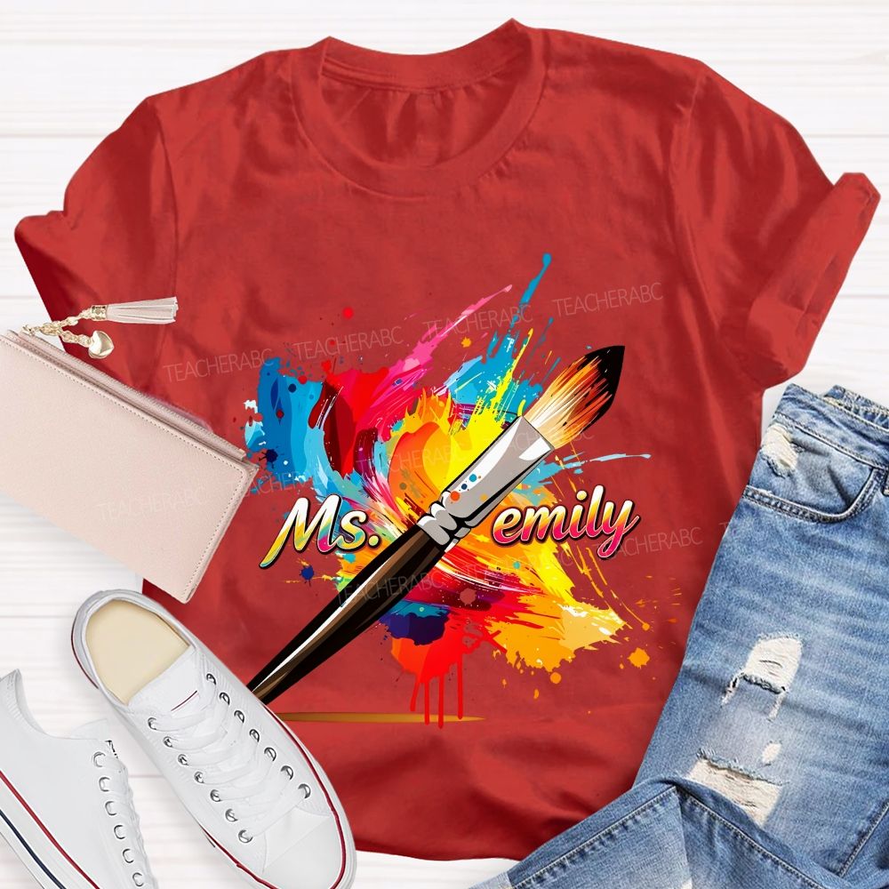 Personalized Name  Colorful Graffiti  Teacher T-shirt