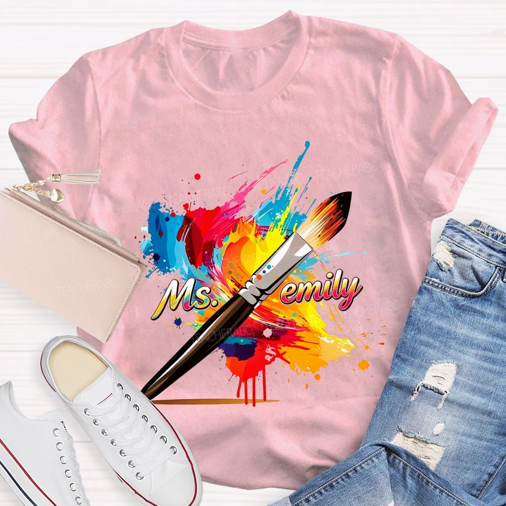 Personalized Name  Colorful Graffiti  Teacher T-shirt