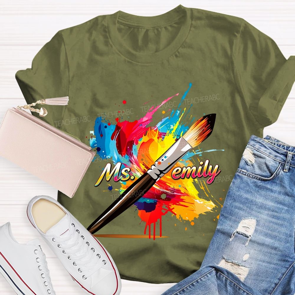 Personalized Name  Colorful Graffiti  Teacher T-shirt