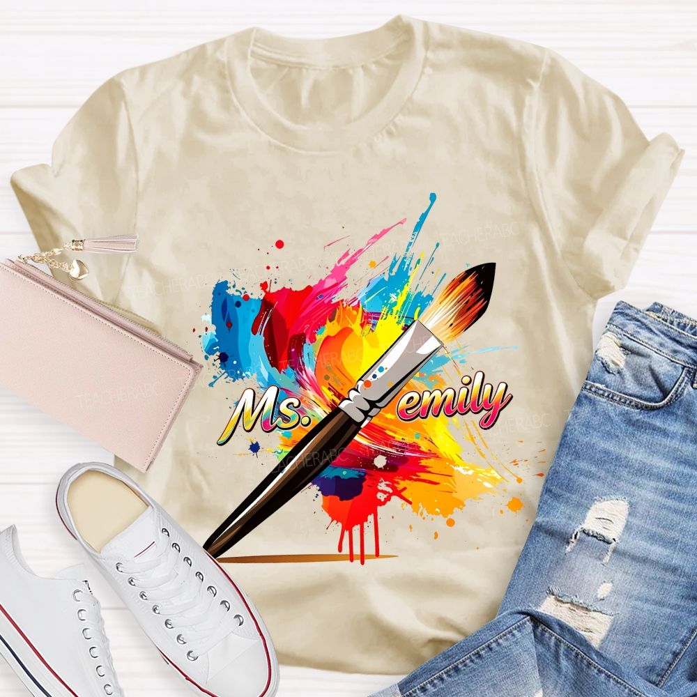 Personalized Name  Colorful Graffiti  Teacher T-shirt