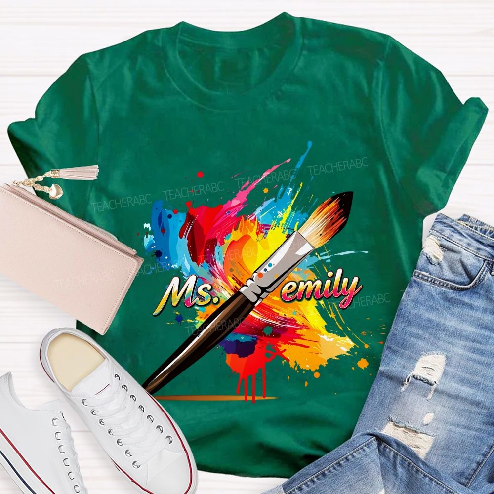 Personalized Name  Colorful Graffiti  Teacher T-shirt