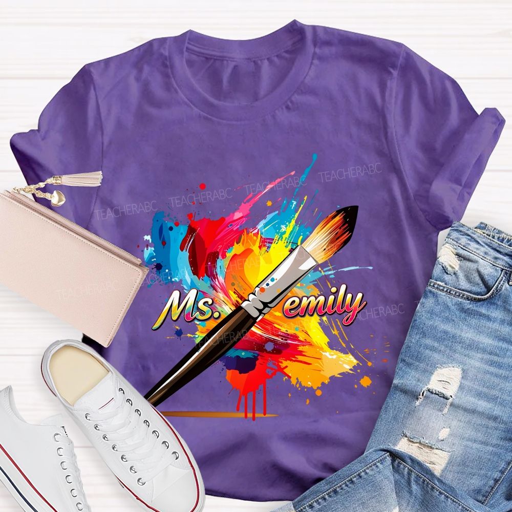 Personalized Name  Colorful Graffiti  Teacher T-shirt