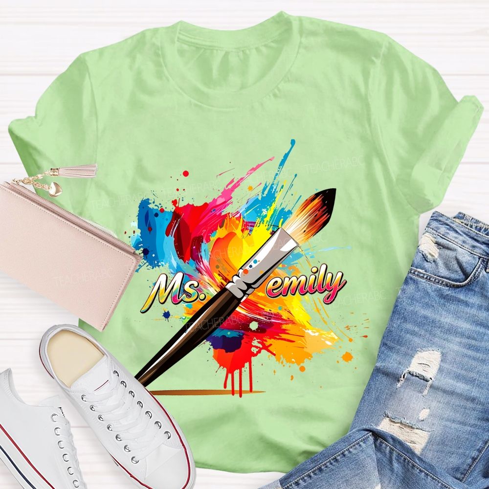 Personalized Name  Colorful Graffiti  Teacher T-shirt