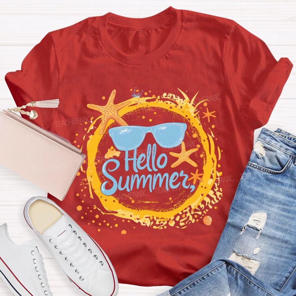 Hello Summer Letters Patterns  Teacher T-shirt
