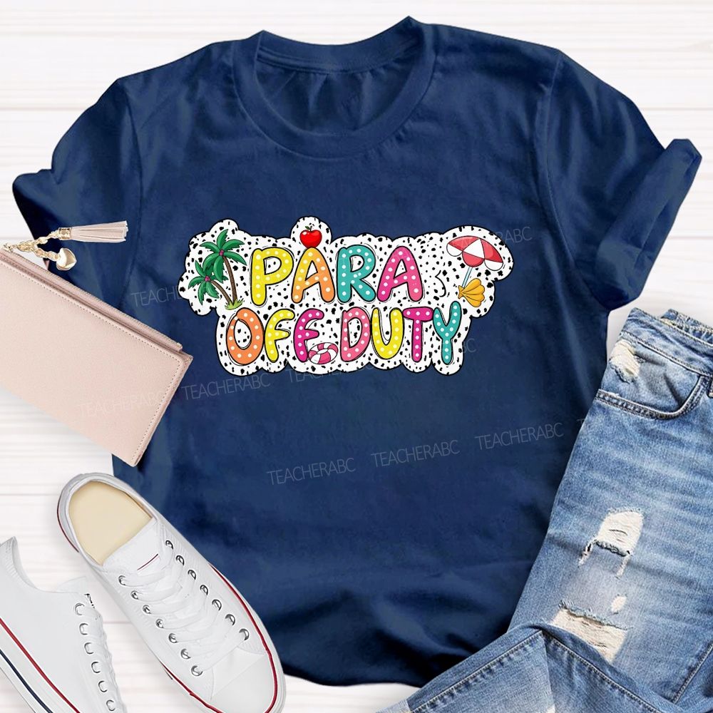 Para Off Duty Polka Dot Colored Font Teacher T-shirt