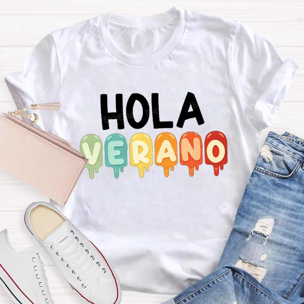 Hola Verano Summer Beach Teacher T-shirt