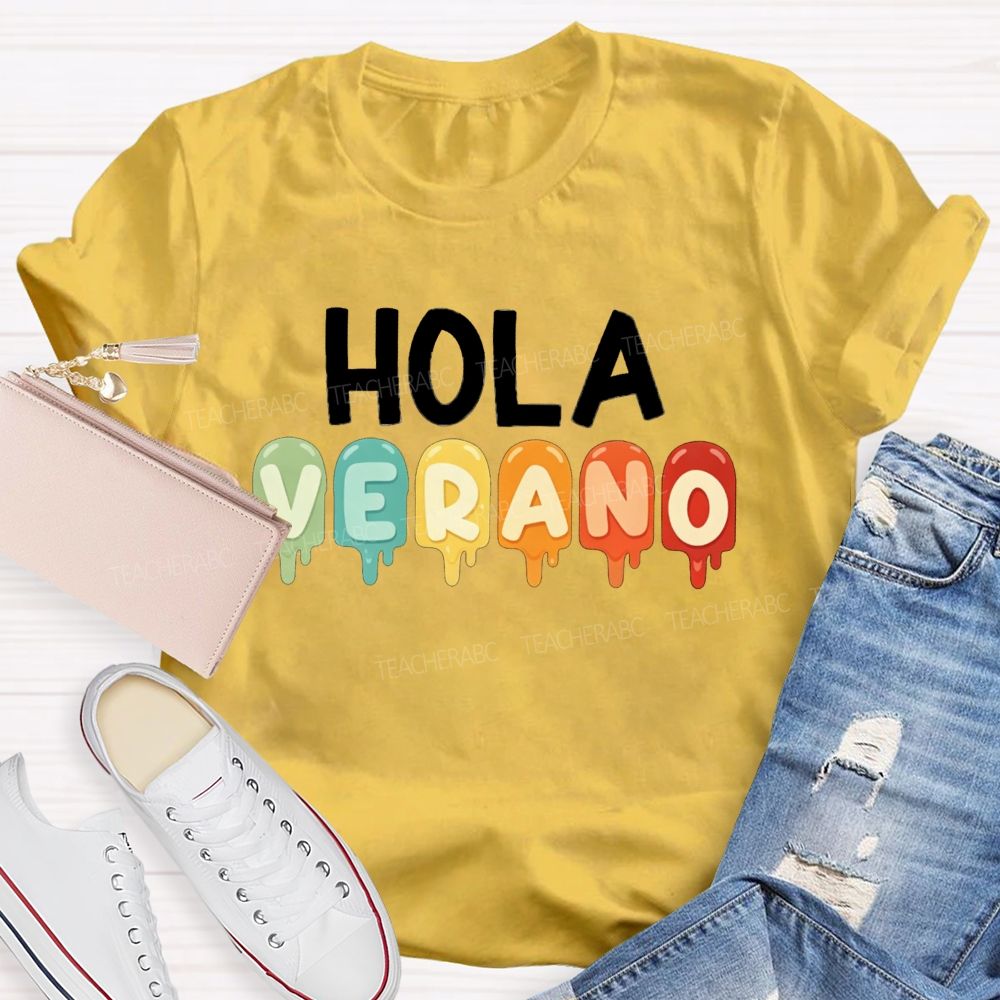 Hola Verano Summer Beach Teacher T-shirt