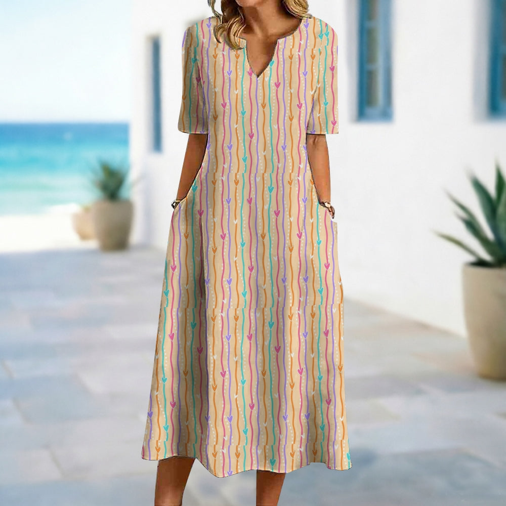 Colorful Heart Strip Dress