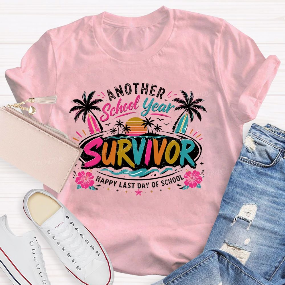 Another School Year Happy Last Day Of School   Flower Pattern  Teacher T-shirt