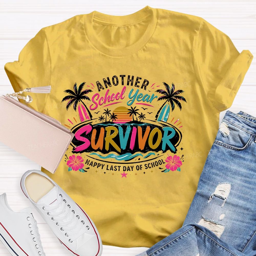Another School Year Happy Last Day Of School   Flower Pattern  Teacher T-shirt
