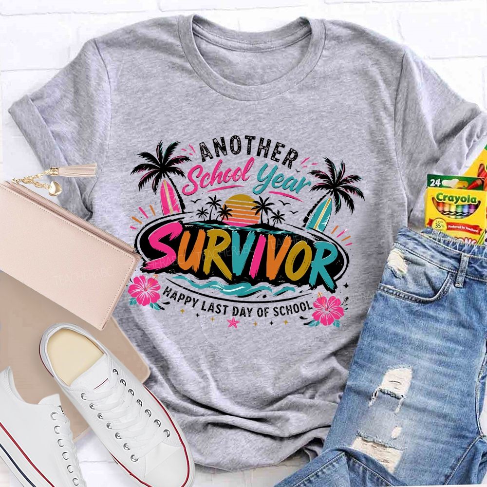 Another School Year Happy Last Day Of School   Flower Pattern  Teacher T-shirt