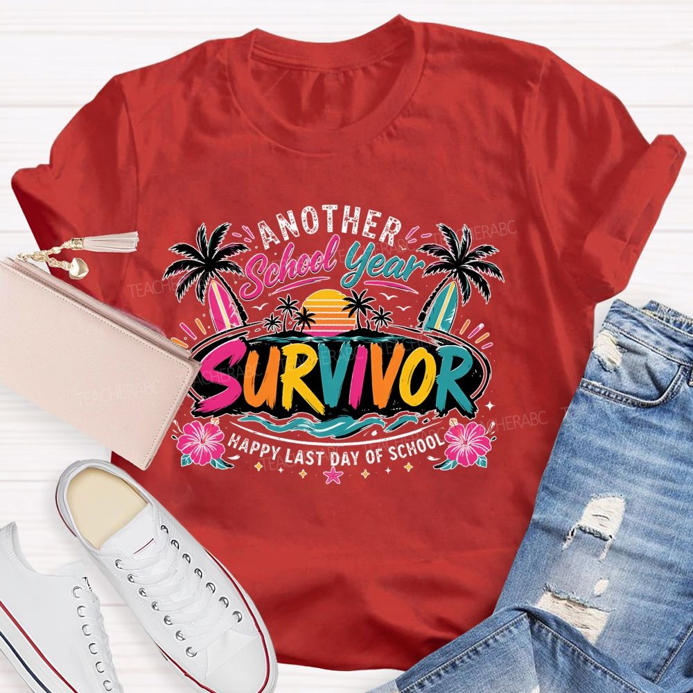 Another School Year Happy Last Day Of School   Flower Pattern  Teacher T-shirt