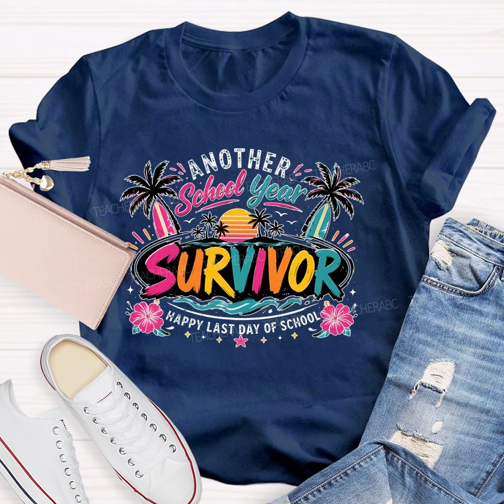Another School Year Happy Last Day Of School   Flower Pattern  Teacher T-shirt