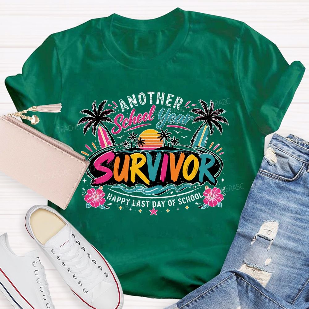 Another School Year Happy Last Day Of School   Flower Pattern  Teacher T-shirt